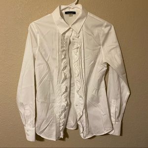 💛Tommy Hilfiger White Ruffle Button Up